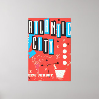 Lienzo Cartel de viaje de juego vintage de la ciudad Atlá