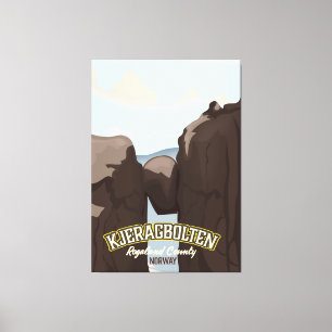 Lienzo cartel de viaje de Kjeragbolten noruego.