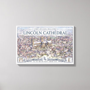 Lienzo Cartel de viaje de la Catedral de Lincoln Vintage