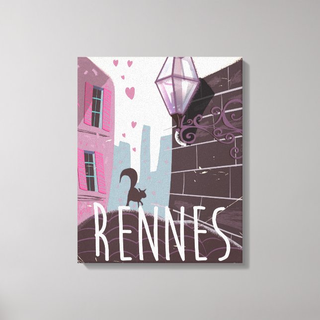 Lienzo Cartel de viaje de la ciudad de Rennes Francia (Anverso)