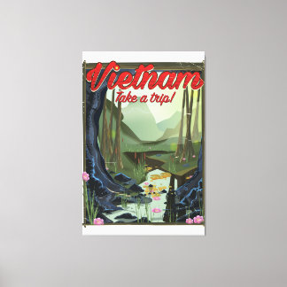 Lienzo Cartel de viaje de la cueva de Vietnam de dibujos