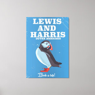 Lienzo Cartel de viaje de Lewis and Harris Scotland Puffi