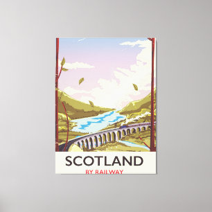Lienzo Cartel de viaje de locomotora vintage de Escocia