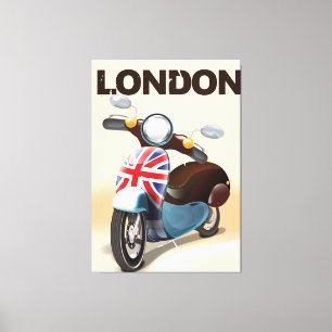 Lienzo Cartel de viaje de Londres con scooter vintage uni