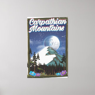 Lienzo Cartel de viaje de los Montes Cárpatos