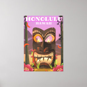 Lienzo Cartel de viaje de máscara facial de Honolulu Hawa