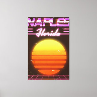 Lienzo Cartel de viaje de Nápoles Florida años 80