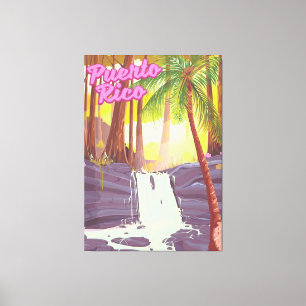 Lienzo cartel de viaje de Palma Tropical de Puerto Rico
