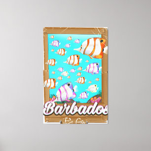 Lienzo Cartel de viaje de peces tropicales de Barbados