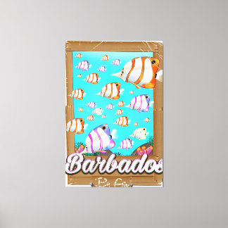 Lienzo Cartel de viaje de peces tropicales de Barbados