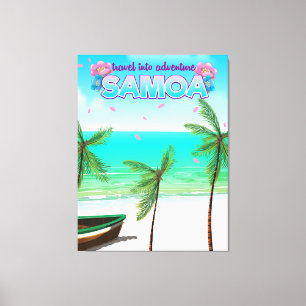 Lienzo Cartel de viaje de Samoa "viaja hacia la aventura"