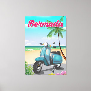 Lienzo Cartel de viaje de scooter en la playa de Bermudas