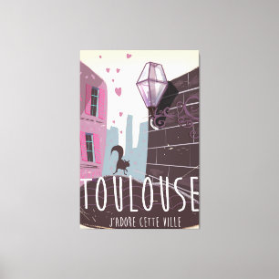 Lienzo Cartel de viaje de Toulouse Francia animado