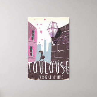 Lienzo Cartel de viaje de Toulouse Francia animado