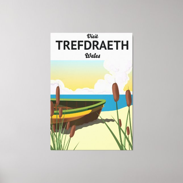 Lienzo Cartel de viaje de Trefdraeth junto al mar (Anverso)