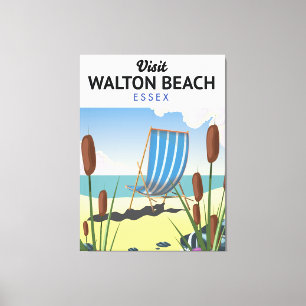 Lienzo Cartel de viaje de Walton Beach, Essex Seaside
