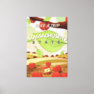 Lienzo Cartel de viaje del árbol de manzana del estado de