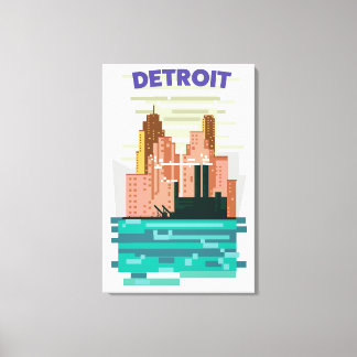 Lienzo Cartel de viaje del horizonte urbano de la ciudad 