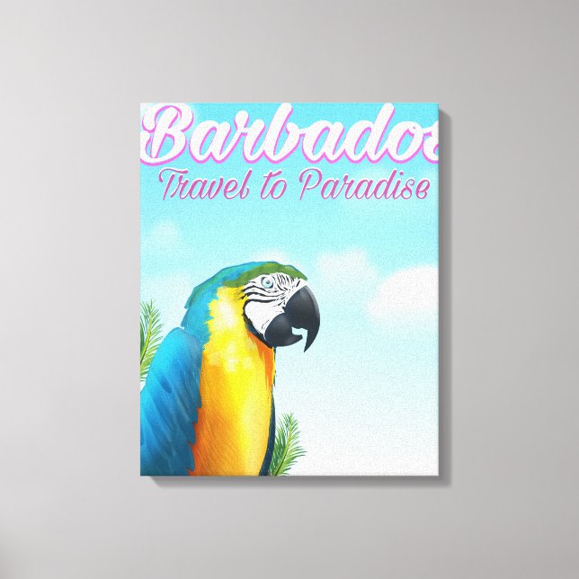 Lienzo Cartel de viaje del loro de Barbados (Anverso)