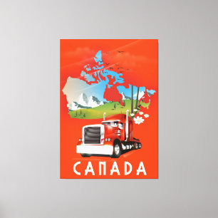 Lienzo Cartel de viaje del mapa de camiones de Canadá