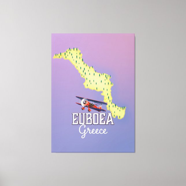 Lienzo Cartel de viaje del mapa de Eubea Grecia (Anverso)