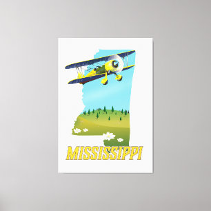 Lienzo Cartel de viaje del Mapa de la Vintage de Misisipi