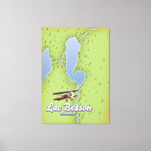 Lienzo Cartel de viaje del mapa de Lac Besson Francia