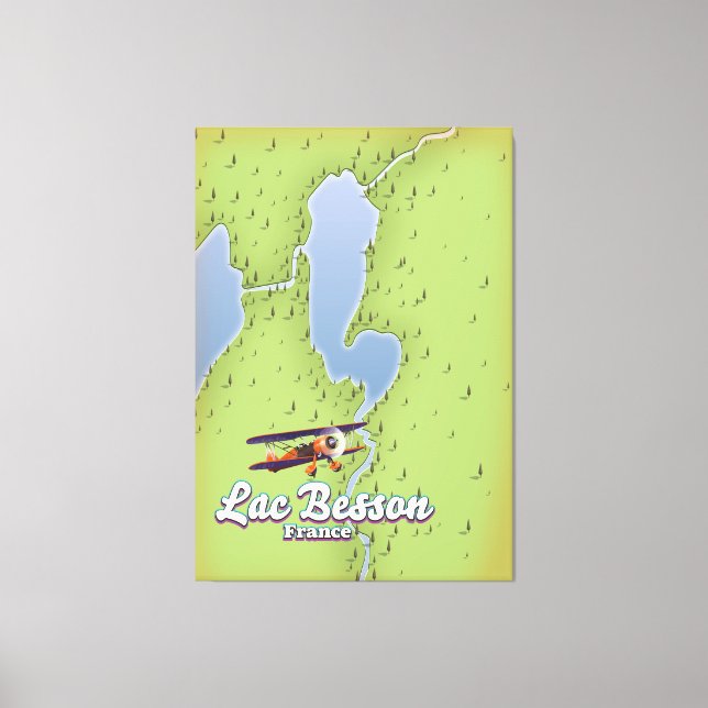 Lienzo Cartel de viaje del mapa de Lac Besson Francia (Anverso)