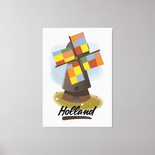 Lienzo cartel de viaje del molino de viento de Holanda