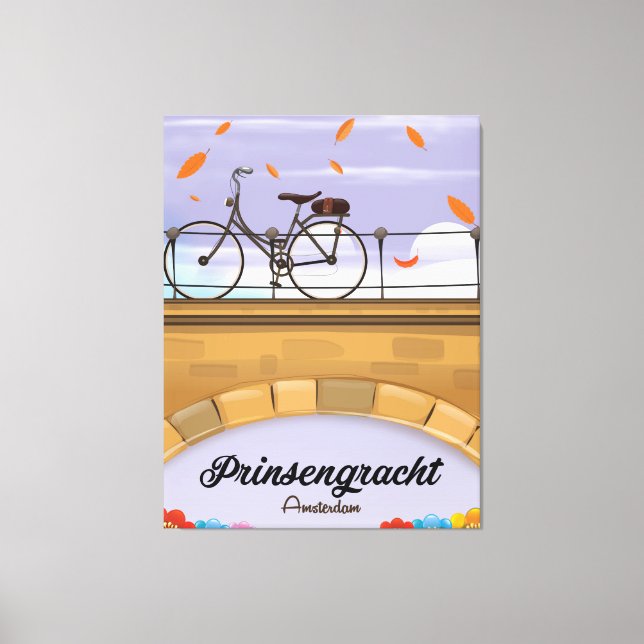 Lienzo Cartel de viaje del Prinsengracht, Canal Amsterdam (Anverso)