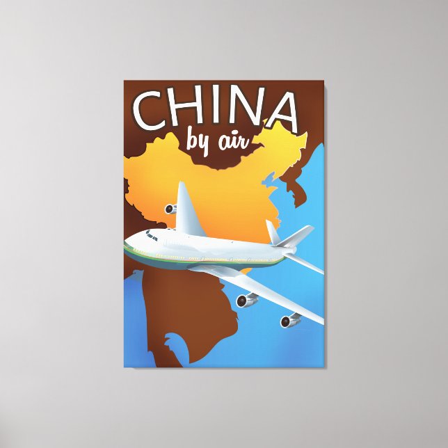 Lienzo Cartel de viaje en avión a China (Anverso)
