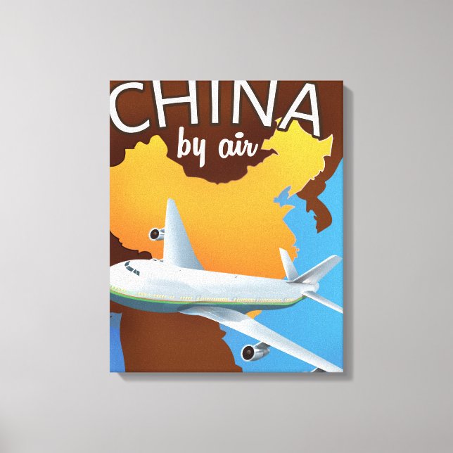 Lienzo Cartel de viaje en avión a China (Anverso)