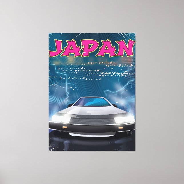 Lienzo cartel de viaje en coche por Japón (Anverso)