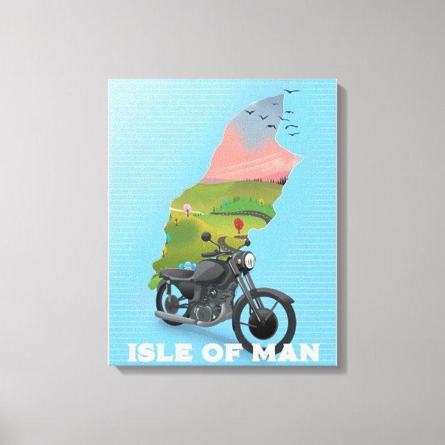 Lienzo Cartel de viaje en moto de la Isla de Man (Anverso)