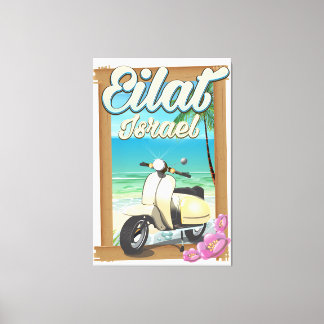 Lienzo Cartel de viaje en scooter de la playa de Eilat Is