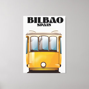 Lienzo Cartel de viaje en tranvía de Bilbao España