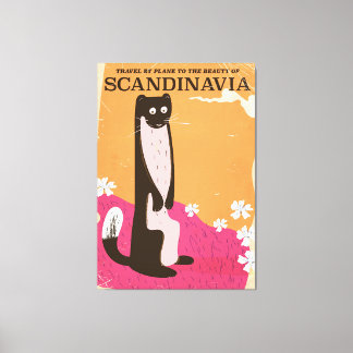 Lienzo Cartel de viaje escandinavo de época.