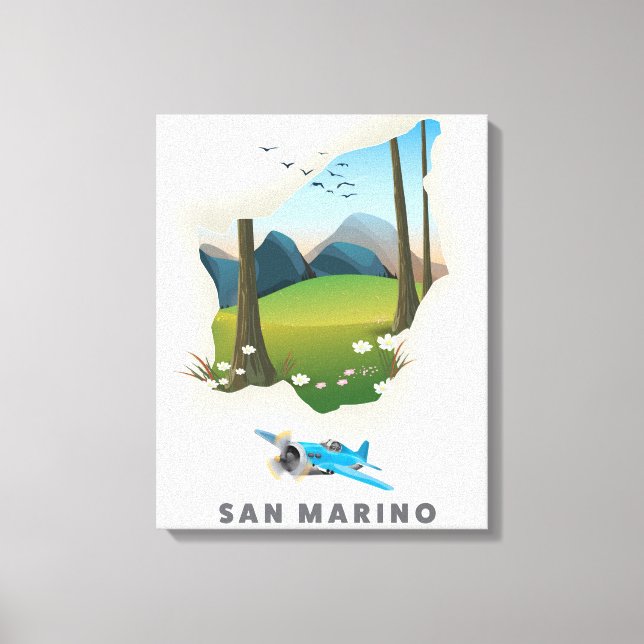 Lienzo Cartel de viaje ilustrado de San Marino. (Anverso)
