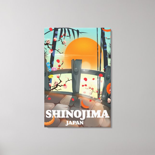 Lienzo cartel de viaje mapa de Shinojima (Anverso)
