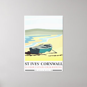 Lienzo Cartel de viaje náutico de St Ives Cornwall.
