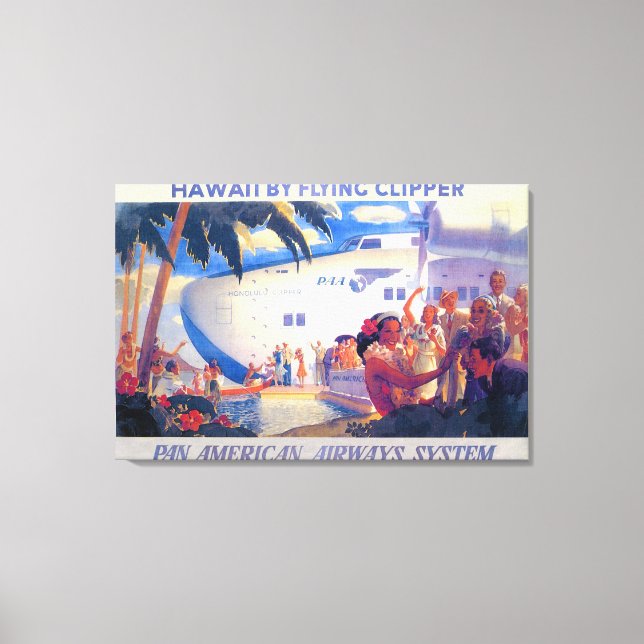 Lienzo Cartel de Viaje Panamericano Vintage - Hawaii (Anverso)