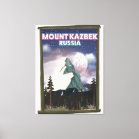 Cartel de viaje ruso del Monte Kazbek.