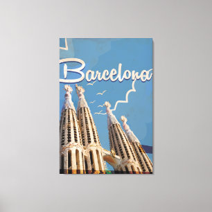 Lienzo Cartel de viaje vintage de Barcelona