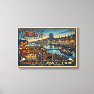 Lienzo Cartel de viaje vintage de Dublín Irlanda