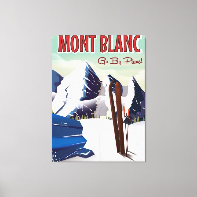 Lienzo Cartel de viaje vintage de esquí de Mont Blanc (Anverso)