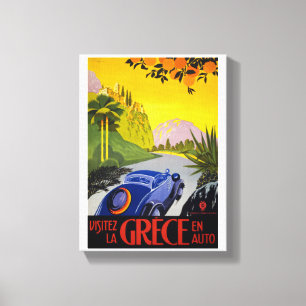 Lienzo Cartel de viaje vintage de Grecia restaurado