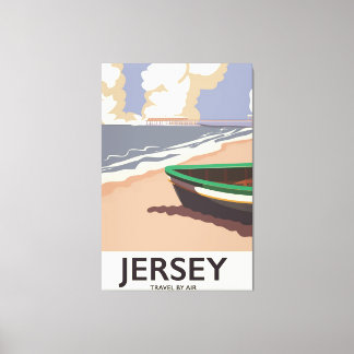 Lienzo Cartel de viaje vintage de Jersey junto al mar