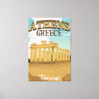 Lienzo Cartel de viaje vintage de la Acrópolis de Atenas