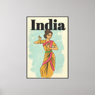 Lienzo Cartel de viaje vintage de la India