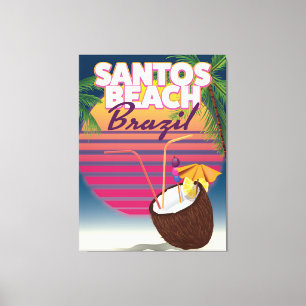 Lienzo Cartel de viaje vintage de la playa de Santos Bras